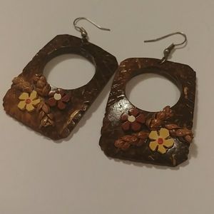 Wooden floral earrings